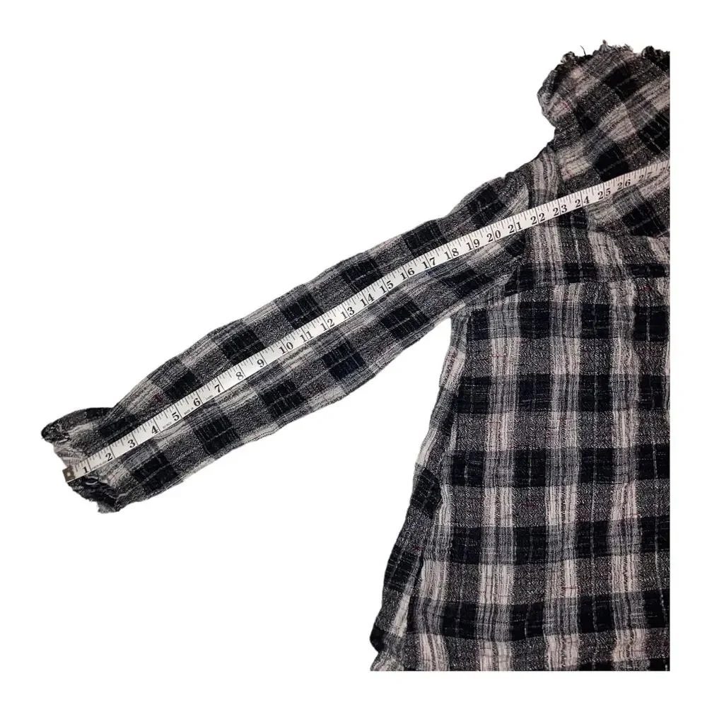 Free People Walk in the Park Plaid Burlap Cowl Pullover Tunic-XS